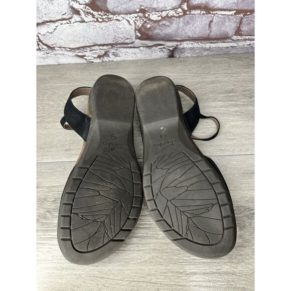 Dansko Rowan Black Leather Waxy MaryJane Closed Toe Sandal Women sz 38EU/7.5M US - Picture 13 of 16